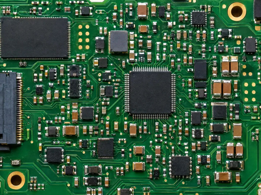 The same logic board after restoration — clean, dry solder joints and components
